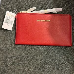 Michael Kors “Bedford” Red Leather Clutch